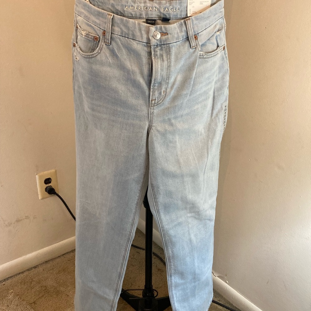 NWT AE Stretch Curvy High-Waisted Stovepipe Jeans Size 12
